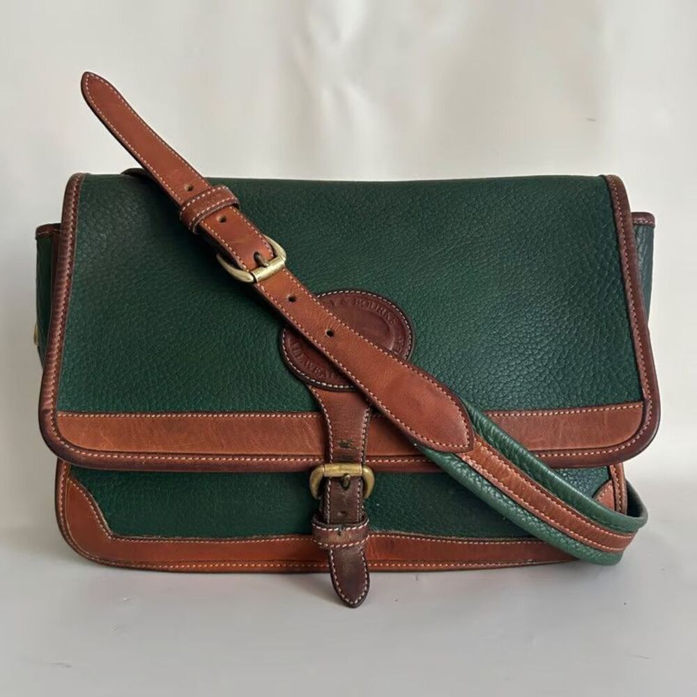 Dooney & Bourke All Weather Leather Crossbody Bag Vintage Green Brown USA Made